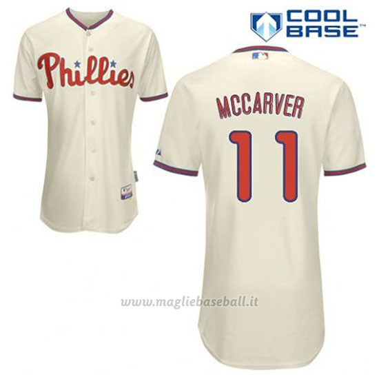 Maglia Baseball Uomo Philadelphia Phillies Tim Mccarver 11 Crema Alterner Cool Base